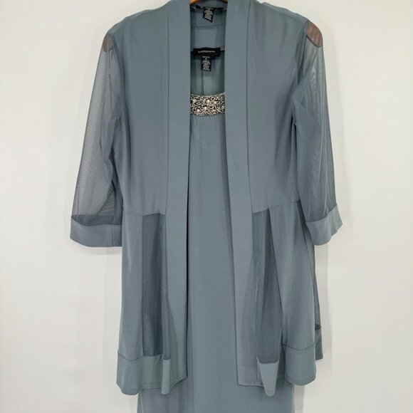 R&M Richards Sleeveless Beaded Neckline Shift Dress Size 6  Gray Women's - Picture 16 of 16